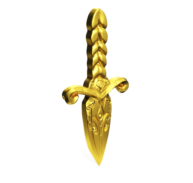 Premium Photo | Short isolated dagger with red and golden hilt 3d render