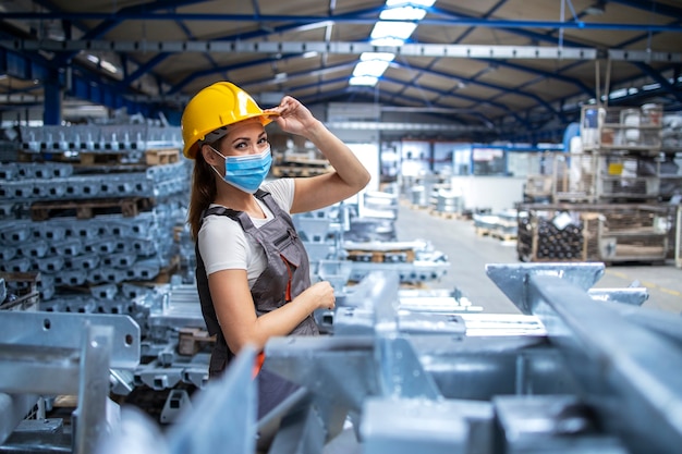 Free Photo | Shot of woman factory worker in uniform and hardhat ...