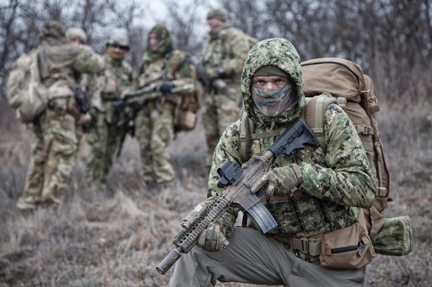 Premium Photo | Shoulder portrait of army infantry soldier, tactical ...