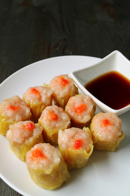 Premium Photo | Shrimp and pork filled chinese steamed dumplings or shumai
