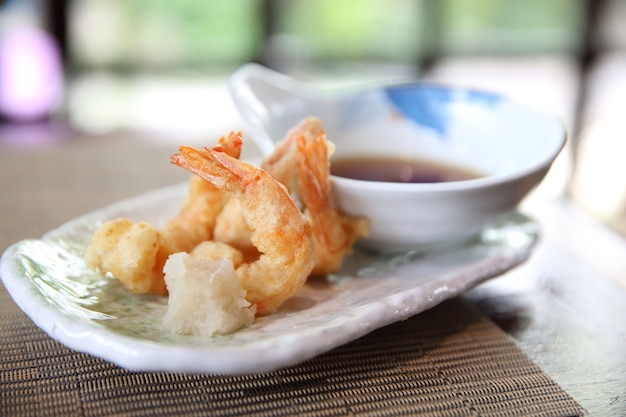 Premium Photo | Shrimp tempura on wood surface