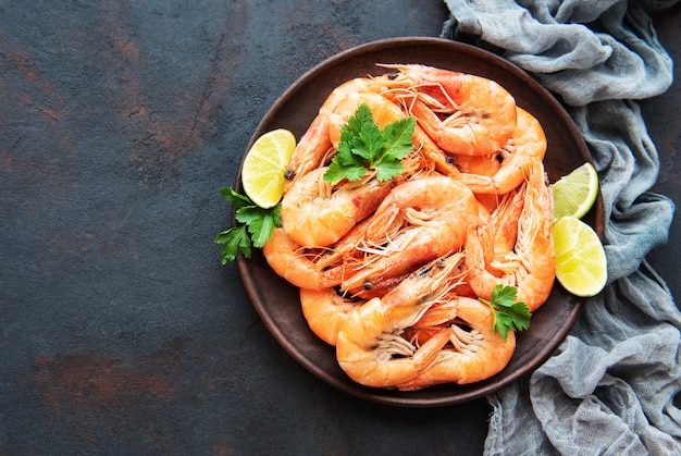Premium Photo | Shrimps served on a plate