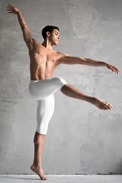 上半身裸の男性バレエダンサーの側面図 無料の写真