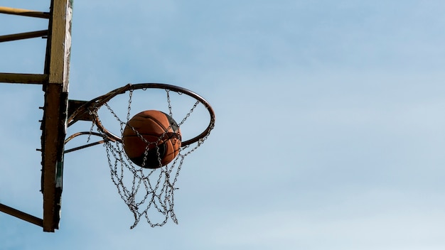 Free Photo | Sideways low view basketball hoop