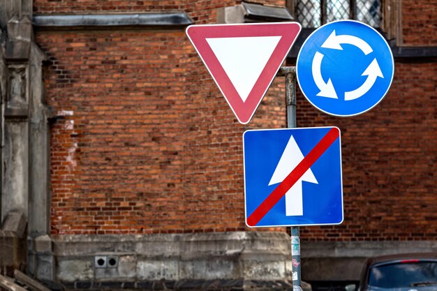 Premium Photo | The sign is circular motion, give way and ...