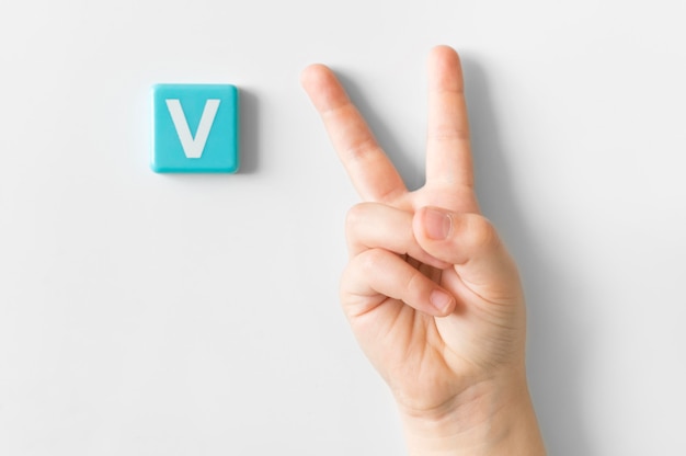 Free Photo Sign Language Hand Showing Letter V