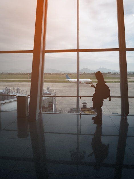 Premium Photo | Silhouette airport