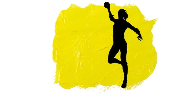 Premium Photo | Silhouette of female handball player against yellow ...