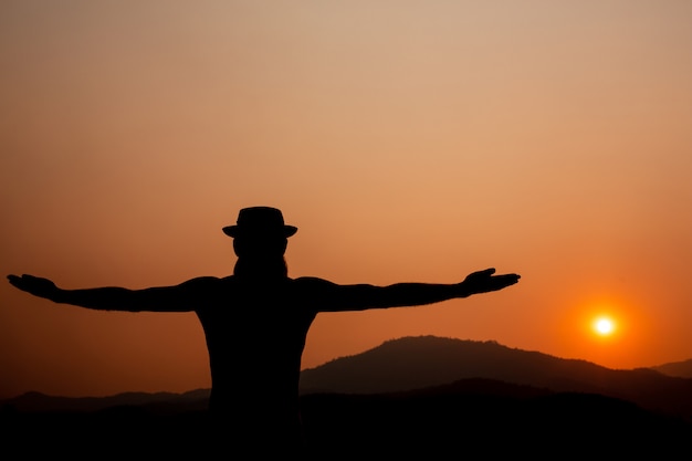 Free Photo Silhouette Of A Man With Outstretched Arms 1040