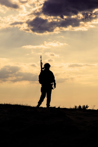 Premium Photo | Silhouette of soldier