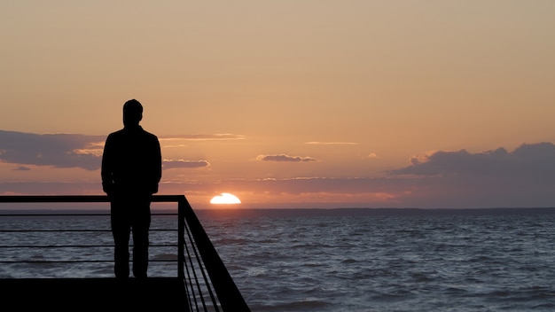 Premium Photo | Silhouettes of people on a panorama background