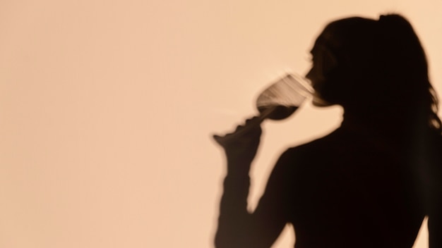 Free Photo Silhouettes Of Woman Drinking Wine