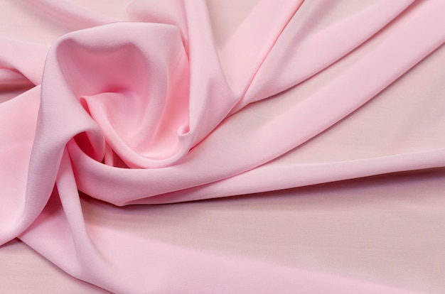 Silk Fabric Light Pink Crepe De Chine Premium Photo