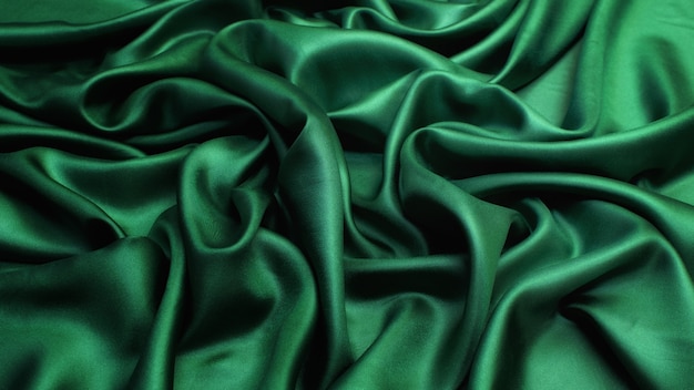 Premium Photo | Silk satin fabric green colour texture background