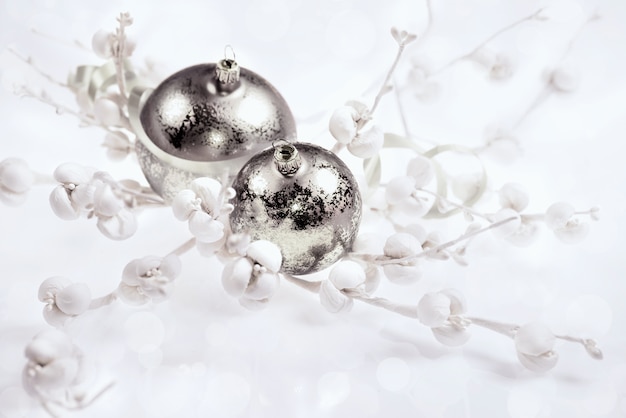 Premium Photo  Silver christmas decorations