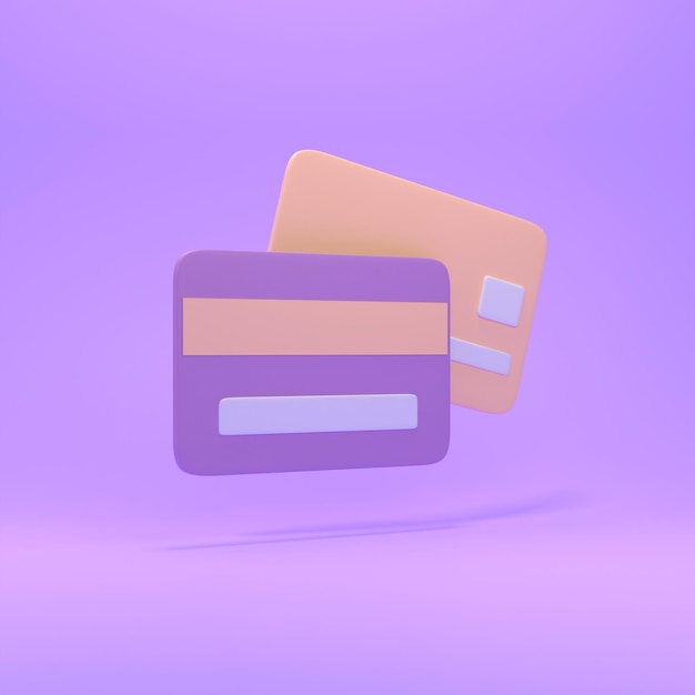 Premium Photo | Simple bank cards in 3d rendering on a purple ...