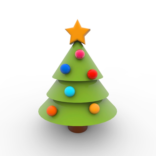 白い背景の上のクリスマスツリーの簡単なイラスト 無料の写真