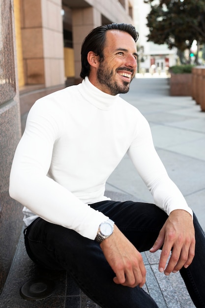 white turtleneck with shirt over