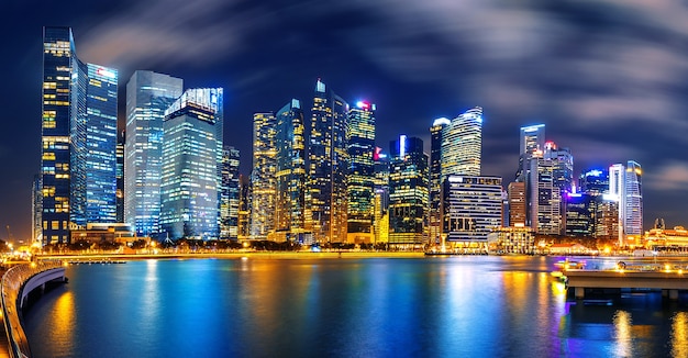 Free Photo Singapore Cityscape At Night