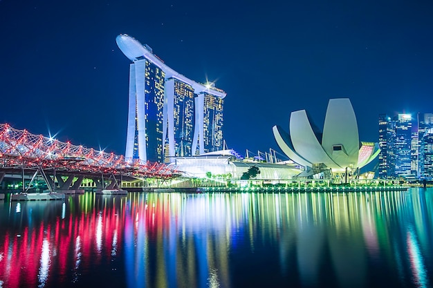 Premium Photo | Singapore cityscape at night