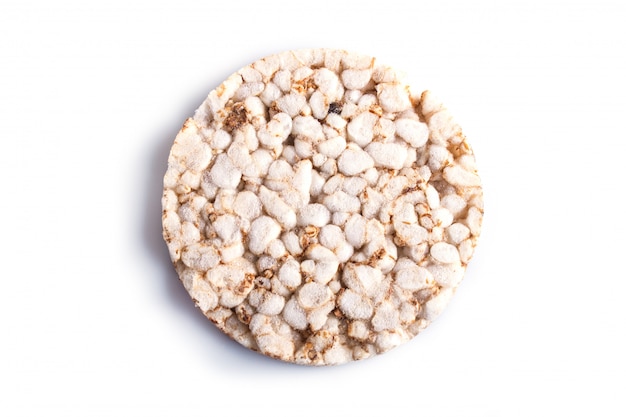 Premium Photo | Single rice cake isolated on white.