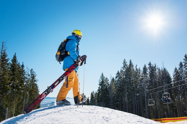 Premium Photo | Skier in the mountains