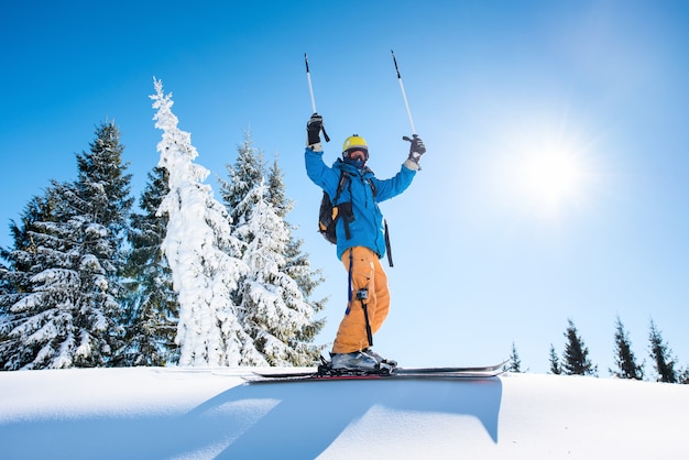 Premium Photo | Skier on the top of the mountain