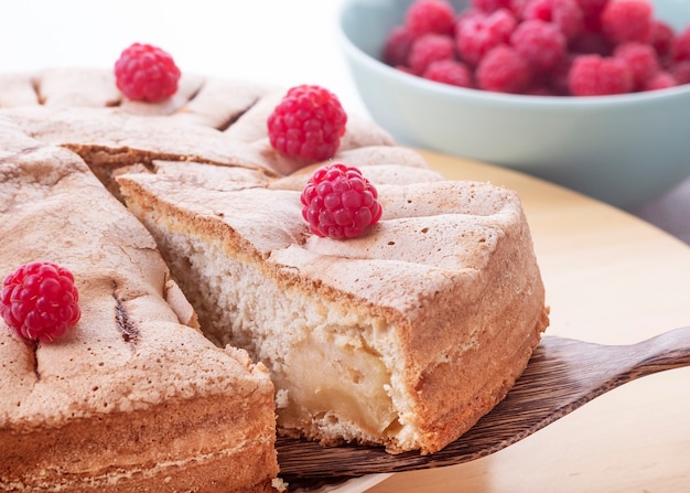 Premium Photo Slices Of Homemade Raspberry Pie And A Bowl Of Fresh Berries