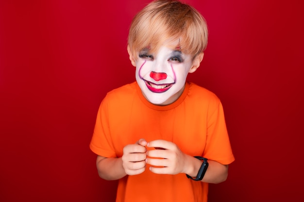 Premium Photo | Sly boy with make-up for the holiday of halloween ...