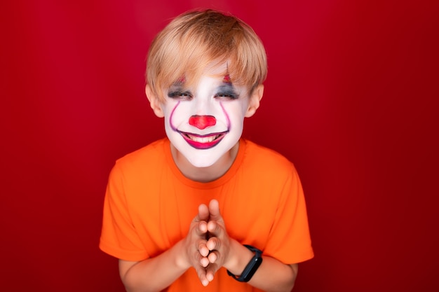 Premium Photo | Sly boy with make-up for the holiday of halloween ...