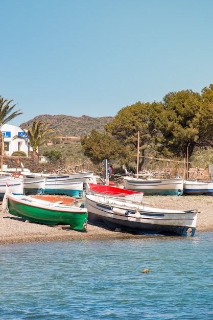 Premium Photo Small Traditional Fishing Boats On The Beach After A Day S Work