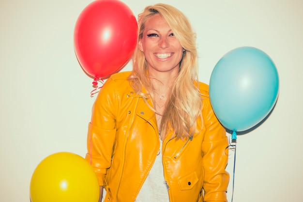 Free Photo Smiley Blonde Posing With Balloons 6239