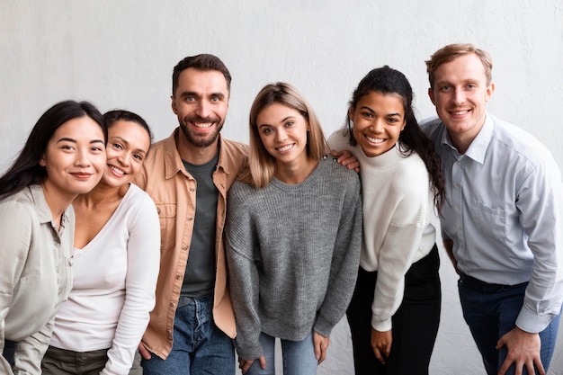 Smiley people attending a group therapy session Premium Photo
