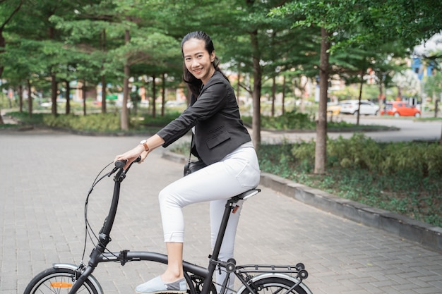 riding a folding bike