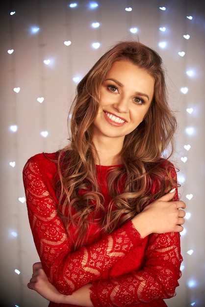 Free Photo | Smiling Woman In Red Dress