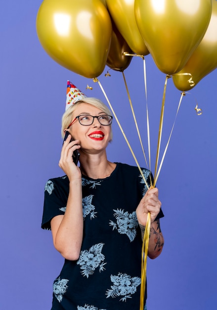 Free Photo | Smiling young blonde party girl wearing glasses and ...