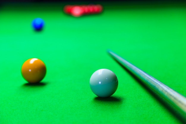 Premium Photo | Snooker balls on green snooker table