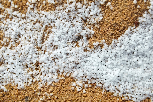 Premium Photo | Snow pellets, graupel or soft hail on the ground. form ...