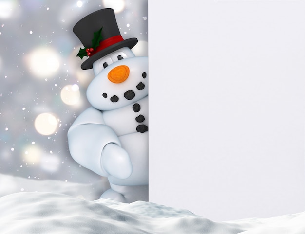 Free Photo | Snowman holding a blank sign