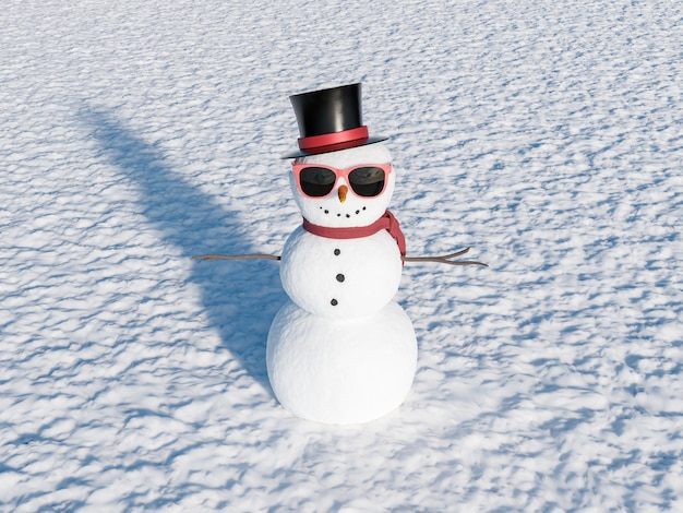 Premium Photo Snowman With Sunglasses In A Daylight
