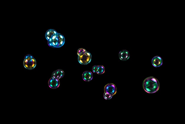 Premium Photo | Soap bubbles isolated on a black background