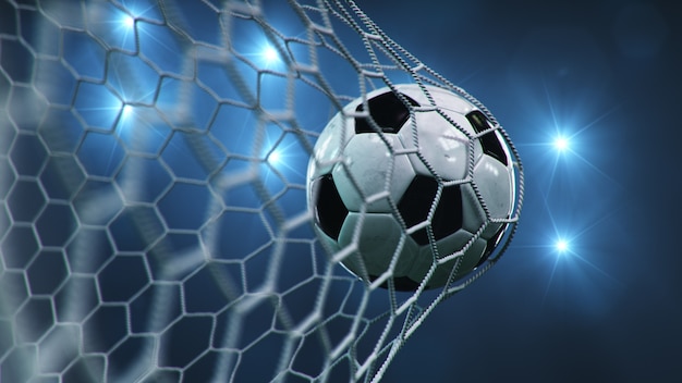 Premium Photo Soccer Ball Flew Into The Goal