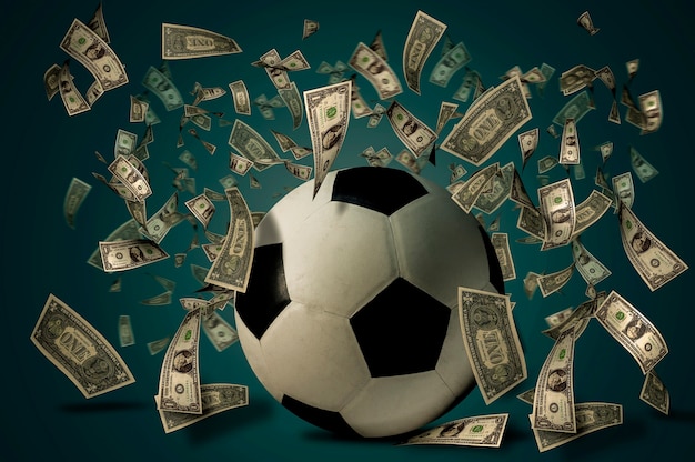 Premium Photo - Soccer ball with dollar bills. betting ideas