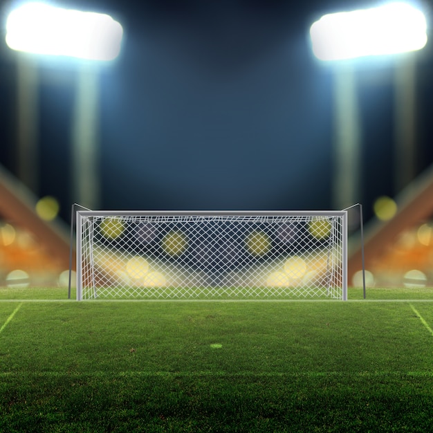 Premium Photo | Soccer field with bright spotlights