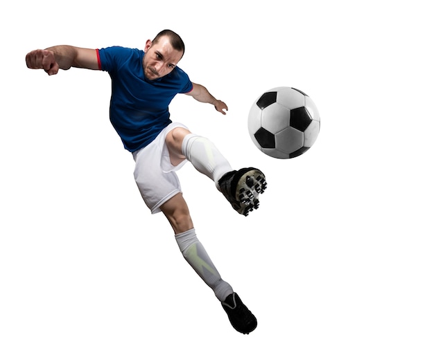Premium Photo | Soccer player with soccerball ready to play at football ...