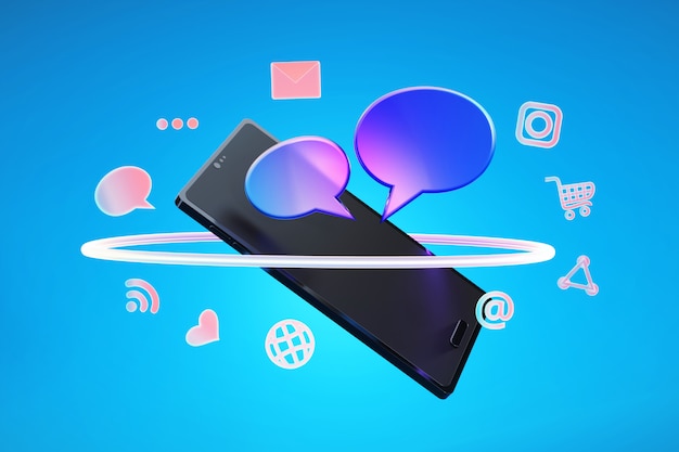 Premium Photo | Social media icon with smartphone