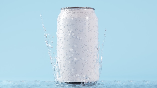 Download Premium Photo Soda Can 3d Rendering Mockup With Splash Water And Condensation