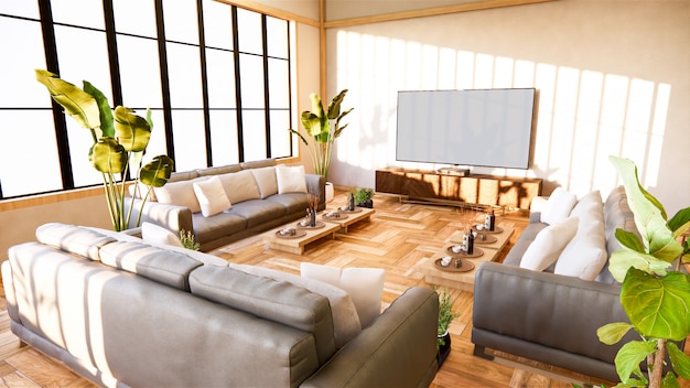 Premium Photo Sofa And Cabinet In Japanese Living Room On White Wall Background 3d Rendering