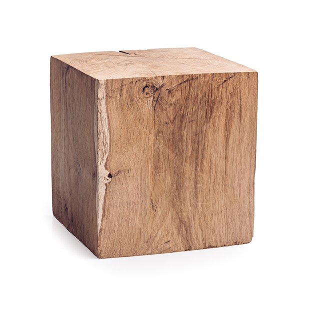 Premium Photo Solid Oak Cube Isolated On White