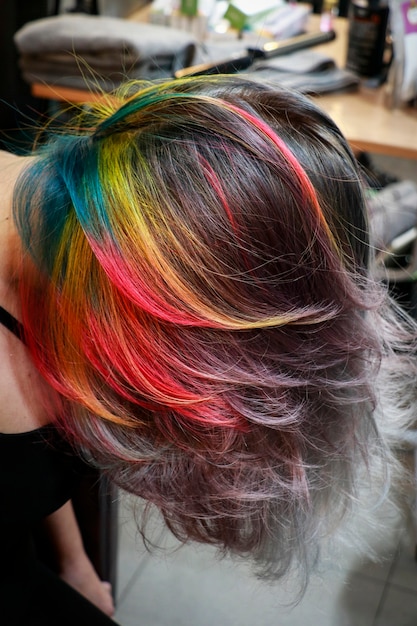 Premium Photo | Some colored hair hide inside layer can be revealed ...